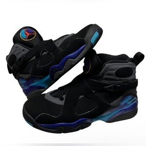 Nike Air Jordan 8 Retro Aqua Shoes Size US 6.5 Youth Black 305368-025 Basketball
